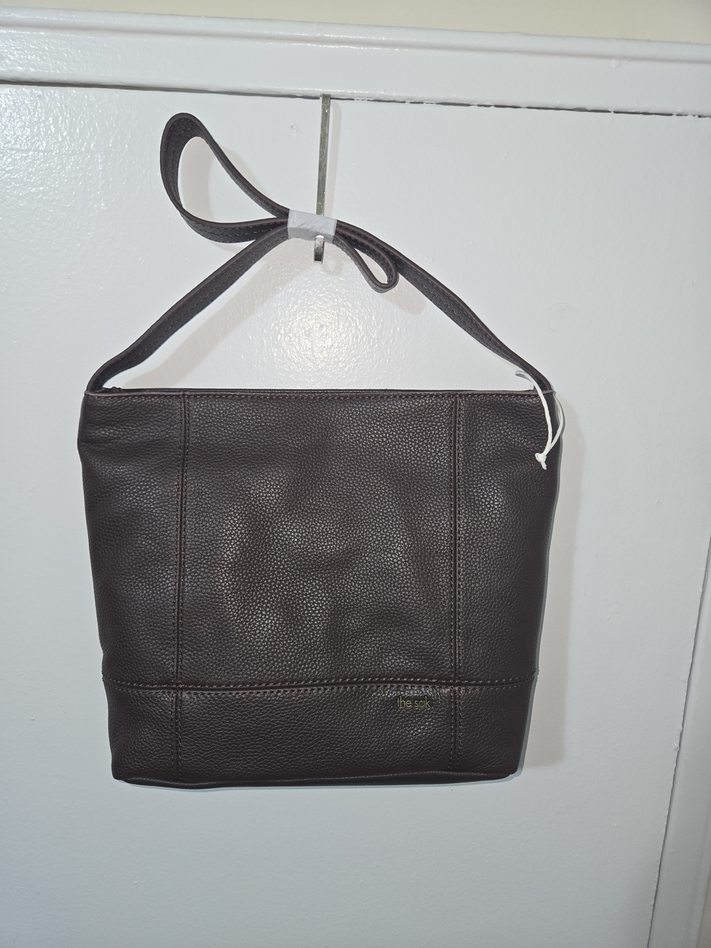 The Sak Dark Brown Pebbled Leather Messenger Bag